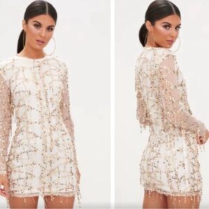PLT Rose Gold Sequin Long Sleeve Bodycon Dress